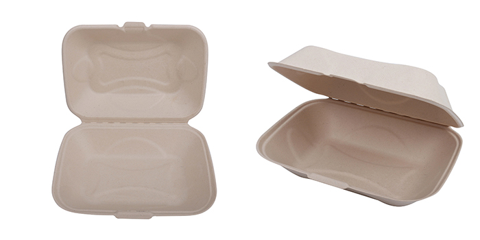 Wholesale China Newest Biodegradable 9x6 bagasse clamshell container