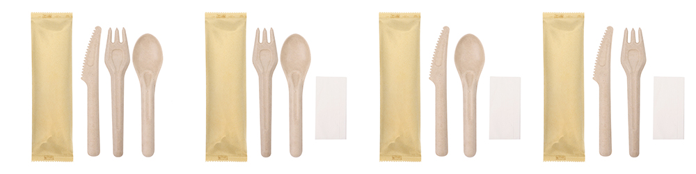 Wholesale China Individually Wrapped Biodegradable Sugarcane Cutlery with Napkin