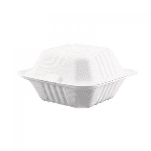 6 Inch Compostable Eco Sugarcane Clamshell Food Container