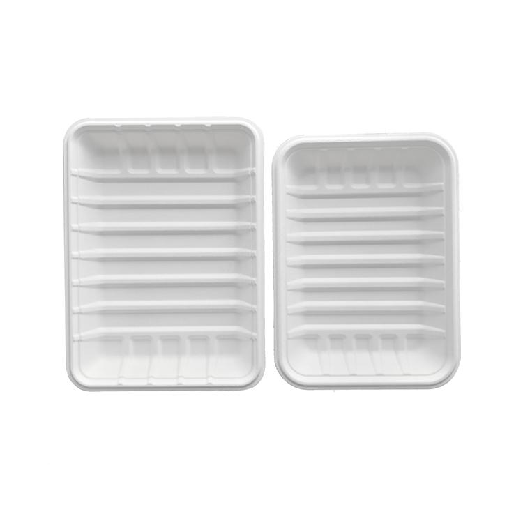 9" 10"White Biodegradable Takeaway Bagasse Meat Tray