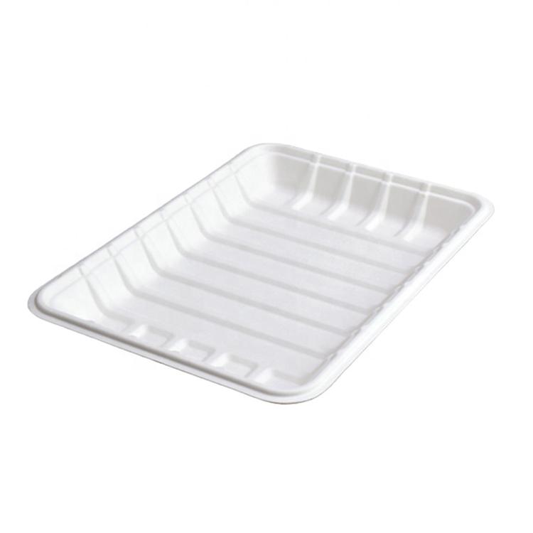 9" 10"White Biodegradable Takeaway Bagasse Meat Tray
