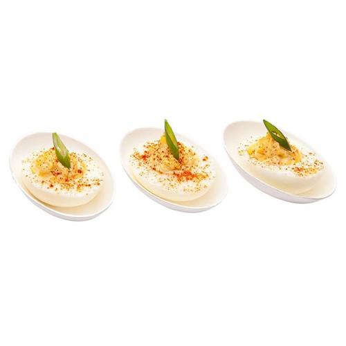 Compostable Egg Shape sugarcane mini dessert plates