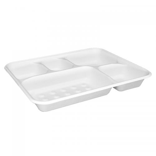 Biodegradable 5 Compartment Sugarcane Bagasse Takeaway Container with Lid