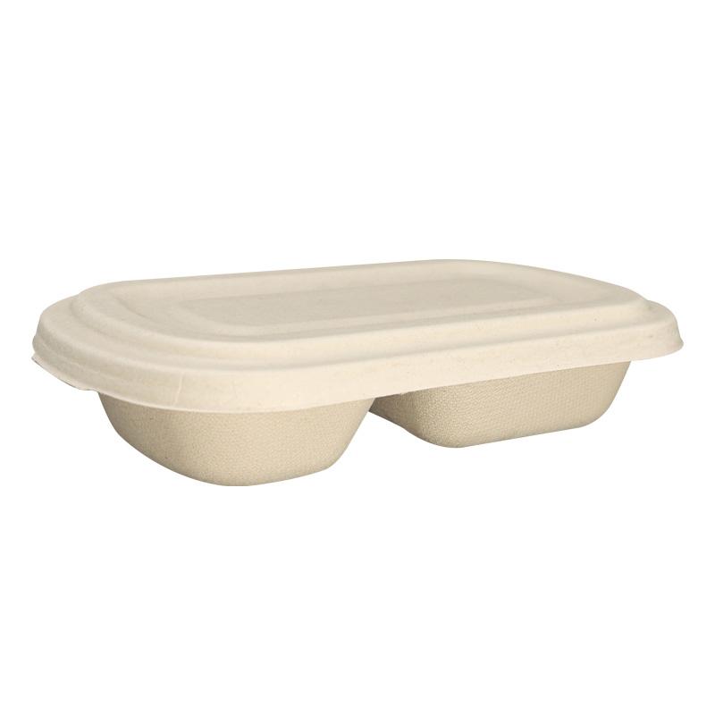 Compostable 2 Compartments Takeout Bagasse Bento Box