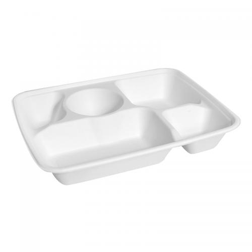 11 Inch Sugarcane Bagasse Biodegradable Lunch Tray with 5 Compartment