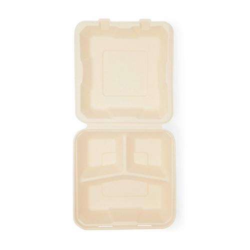 3 Compartments Biodegradable 8 inch Bagasse Food Packaging Box