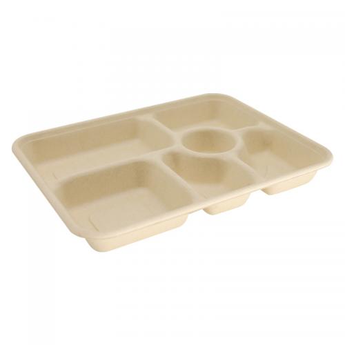 6 Compartment Compostable Sugarcane Food Tray